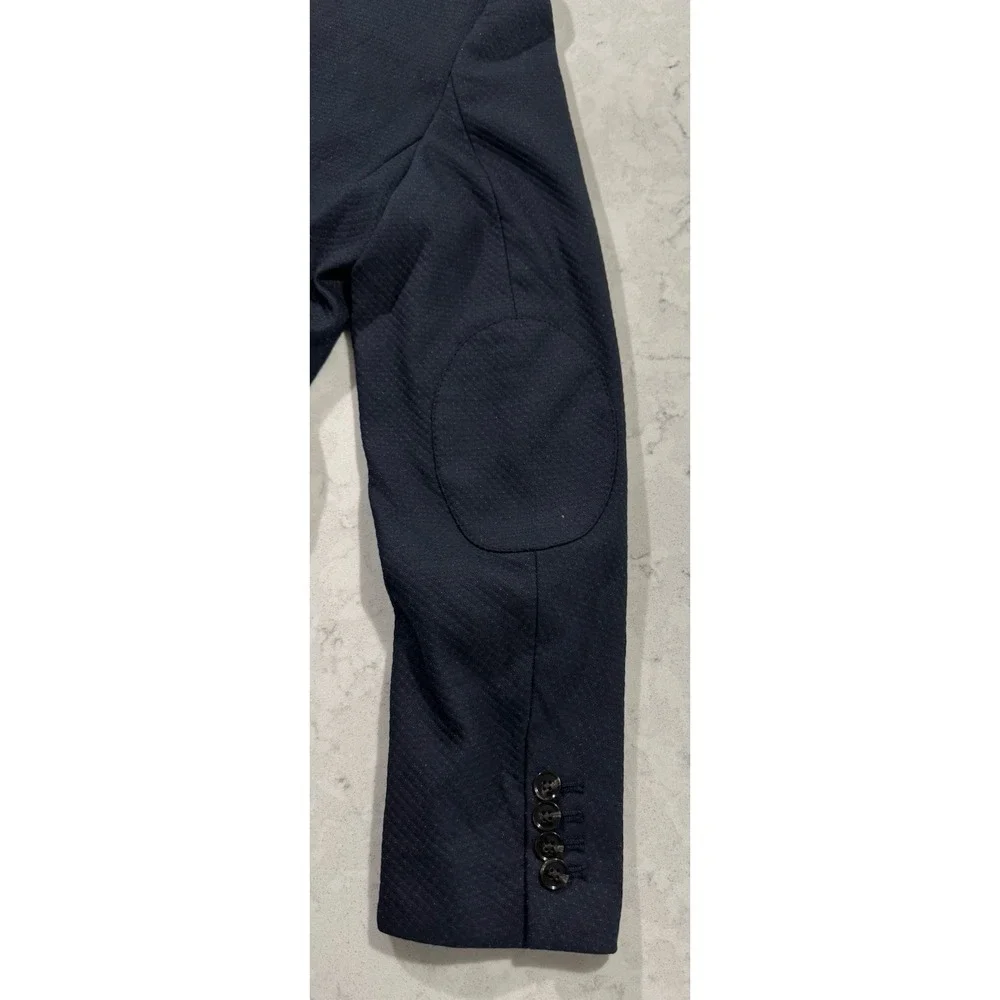 Zara Blazer Jacket Mens 42 Navy Blue Business Casual Quiet Luxury Sport Coat